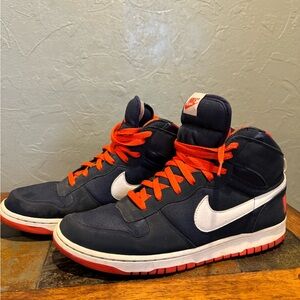 Nike Men's Navy and Orange High-Top Sneakers